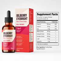 Gouttes oculaires à la myrtille avec Eyebright, baies de Goji, Lutéine, Zéaxanthine, Vitamine A, Vitamine C et Zinc 50ml OEM Marque Privée