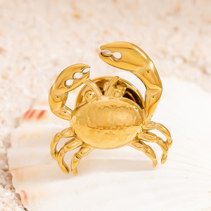 Broche de Cangrejo de Acero Inoxidable, Color Dorado, Tema Oceánico, Forma de Animal, Regalo Unisex, Pin de Moda - Product Image 4