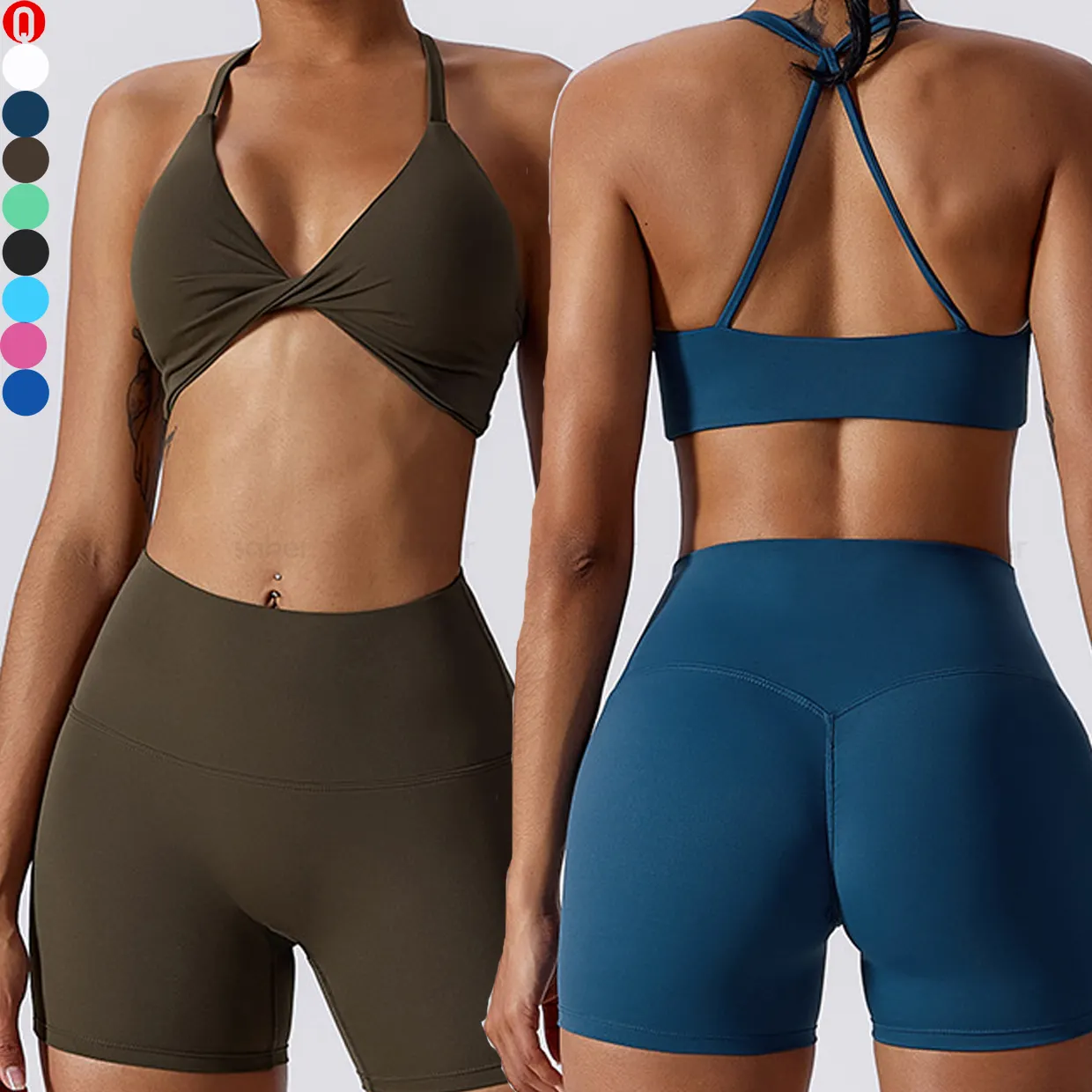 Nuevo diseño plisado de giro frontal, espalda cruzada, gimnasio, Fitness, entrenamiento, Yoga, parte superior extraíble, almohadilla para el pecho, Sujetador deportivo corto sin espalda de alto impacto