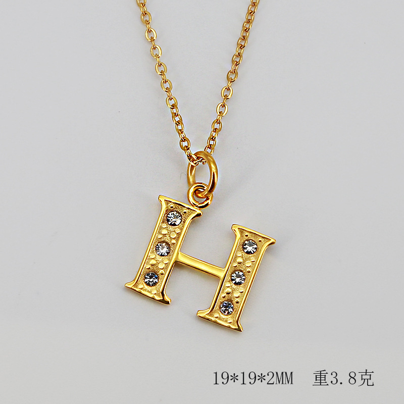 (ทอง) ตัวอักษร H (รวมสร้อยคอ)