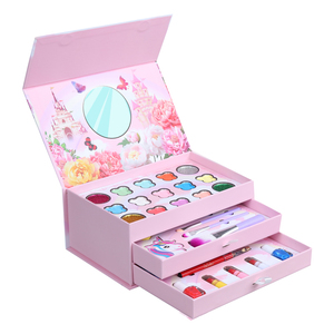Boîte d'artisanat 3 couches Ensemble <span class=keywords><strong>de</strong></span> <span class=keywords><strong>maquillage</strong></span> <span class=keywords><strong>pour</strong></span> enfants et filles Jouets lavables <span class=keywords><strong>pour</strong></span> petites filles Princesse Pretend Play Makeup Cosmetic Toys - Product Image 1