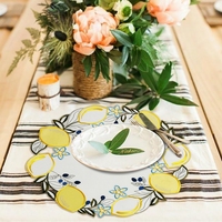 Napperons ronds OWENIE en forme de citron, découpés à la fleur, personnalisables, de luxe, pour l'été, pour la table de salle à manger et de cuisine