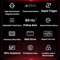 Clavier de Jeu Mécanique Professionnel MADLIONS MAD 68 HE RGB 60% Filaire à 68 Touches avec Interrupteurs Magnétiques Pro