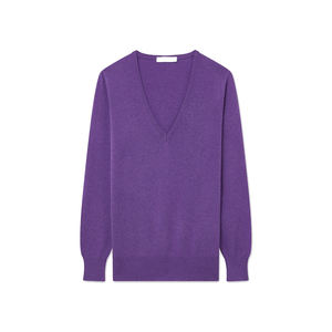 Élégance intemporelle : Pull pour femme à col en V, en tissu mélange cachemire de couleur unie, polyvalent pour tenues formelles et décontractées, un incontournable de la garde-robe - Product Image 1