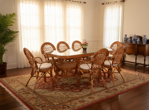 Ensemble de salle à manger moderne et élégant en rotin Java, table et chaises confortables tissées à la main, meubles durables de haute qualité pour villa et hôtel - Product Image 2