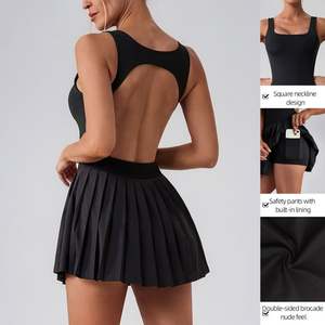 女式高尔夫连衣裙短裤单件无背运动服百褶网球裙户外运动套装防行走健身服 - Product Image 2