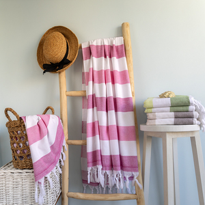 Taste Trends Toalla de rizo a rayas ecológica 100% algodón turco absorbente de secado rápido piscina playa Peshtemal sin arena tamaño personalizado - Product Image 3