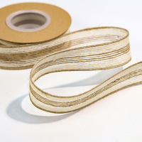 Usine Linge Vente Bien Tissé Bord Jute Tissu Imprimé Ruban Rouleau Toile De Jute Jute Rubans pour Fleur Panier Décoration