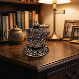 Best Selling Tibetan Buddhist Prayer Wheel Metal <b>Ornament</b> with Copper Finish for Home Temple Meditation Room Prayer Space <b>Desk</b> - Product Image 1