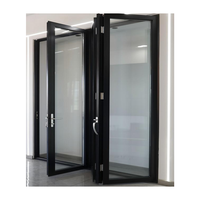 Portes d'entrée modernes en alliage d'aluminium à rupture de pont thermique, étanches, pour fermes, chambres et supermarchés, double vitrage, en acier et bois