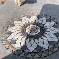Dalles de pavés en ardoise naturelle pour patio circulaire, mosaïque en ardoise à jet d'eau pour cour