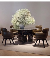 Chaise de salle à manger pivotante ergonomique de luxe en cuir véritable avec pieds en bois de frêne massif, fauteuil rotatif pour hôtel, restaurant, maison