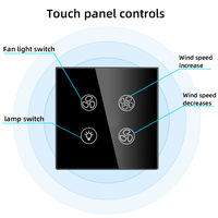Interruptor de Panel de Vidrio Templado para Ventilador de Techo Inteligente Tuya, 220v/1000w, Temporizador, Compatible con Alexa, Control Remoto por Aplicación