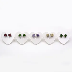 Fashion Dainty 925 Sterling Silver Small Size Earrings Natural Diopside Citrine Diamond Cut Garnet Stud Earrings for Girls