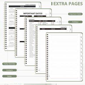 Agenda Personalizada 2026 de Cuero PU A5 con 6 Anillas, Planificador Semanal y Mensual, Calendario Académico, Cuaderno Espiral <span class=keywords><strong>para</strong></span> la Escuela y la Oficina - Product Image 3
