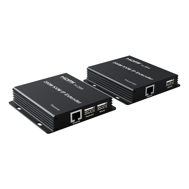 200M HD KVM Extender Over IP Cat5e Cat6 Ethernet Black Metal RJ45 Lan OEM Brand