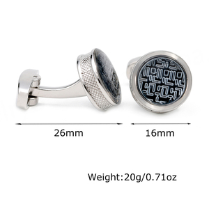 Mancuernillas de Estilo Francés para Hombre, Nuevo Artículo en Existencia, Camisa Circular Azul a Rayas Plateadas en Existencia, Accesorios - Product Image 4