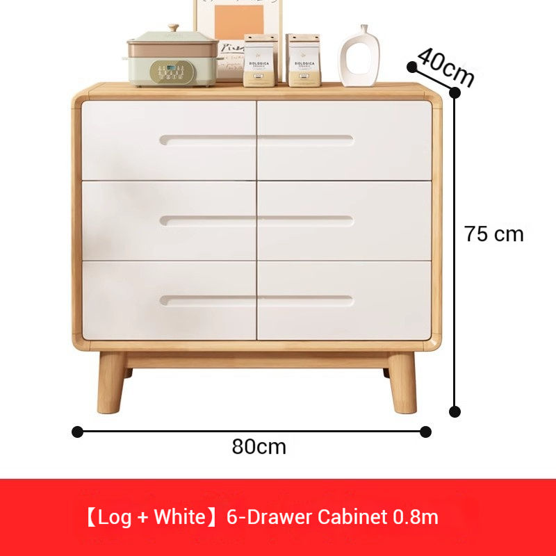 Six-drawer cabinet 0.8 meters [solid wood + white