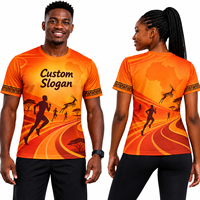 T-shirt de course à pied personnalisé en sublimation pour marathon, en tissu mesh à séchage rapide, pour événements sportifs, avec logo et motif personnalisés