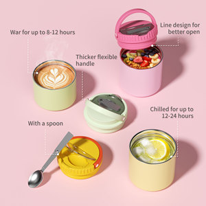 Insulated Food Jar <b>Set</b> 500Ml With Spoon And Lid For <b>Lunch</b> Box Keep Warm Cold 8-24 Hours - Product Image 1