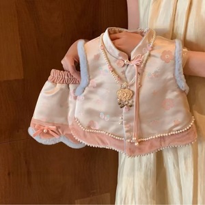 Tongxingyuan Baby Girls Chinese Style Winter Set Padded Thickened Two Piece Outfit Windproof First Birthday Clothing - Product Image 4