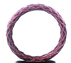 JQ243C ricamato coprivolante auto con antiscivolo interno in gomma di grande larghezza coprivolante auto - Product Image 5