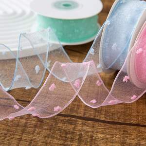 Nouveau ruban en polyester transparent à pois en polaire de 2,5 cm pour la confection de nœuds, chapeaux de paille, accessoires pour cheveux, coiffes, Saint-Valentin, mariage - Product Image 3