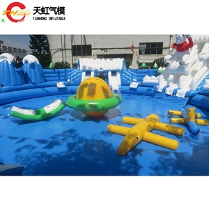 Khổng lồ 22m Dia <span class=keywords><strong>Inflatable</strong></span> ngoài trời sân chơi nước Gấu bắc cực chim cánh cụt ICE LAND trượt nước với hồ bơi - Product Image 3
