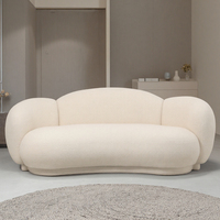 Canapé de sol rembourré de style moderne pour salon, en laine d'agneau camel courbée, 3 places, inclinable, pour villa
