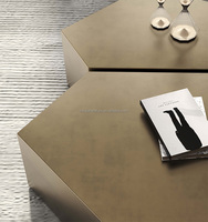 Ensemble de table basse de luxe en métal brossé Design unique Type irrégulier Table centrale en acier inoxydable Tables décoratives de salon