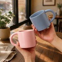 Tasse à café en céramique mate avec logo personnalisé, style coréen, en grès, pour thé, OEM ODM, idéale pour hôtel, café, bureau