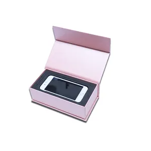 Personalizado livro modelador magnético reciclando duro embalagem do telefone móvel rosa caixa de embalagem do telefone móvel