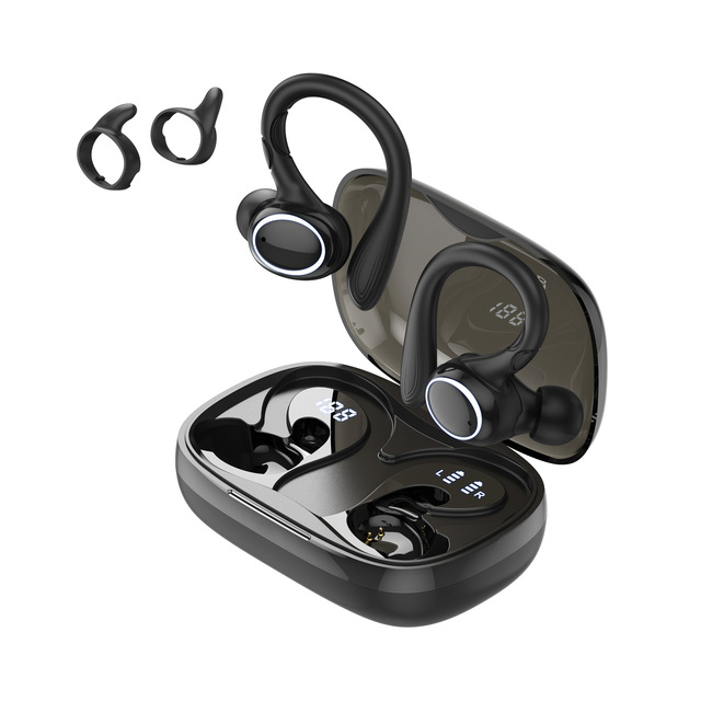 Sports Wireless TWS Earbuds Ear Hook  5.4 ENC Noise Canceling IPX5 Waterproof LED Display Comfort Fit Long Playtime