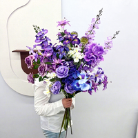 Bouquet de fleurs artificielles en soie violette, lavande, rose, hortensia, orchidée, iris, décoration pour événements de mariage