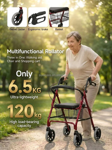 Professional New Olderly Walking Aids Matel Wheel Chair Folding Portable Folding Rollator <strong>Walker</strong> <strong>Adult</strong> <strong>Walker</strong> <strong>With</strong> Soft <strong>Seat</strong> - Product Image 5