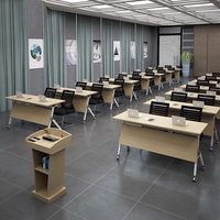 Ensemble table et chaises pliantes en bambou simple, modulable et mobile, pour conférence, réception, négociation, formation, bureau commercial rectangulaire