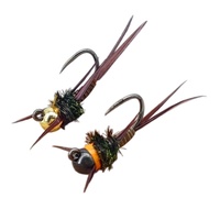 Nouvelles 5 pièces par boîte, Nymphes à tête de perle en tungstène nouées à la main, mouches artificielles pour la pêche à la truite en ruisseau