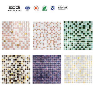 327*327 coloré mosaïque douche <span class=keywords><strong>cloison</strong></span> carrelage brillant or irisé avec fabricant de mosaïques de <span class=keywords><strong>verre</strong></span> rose - Product Image 5