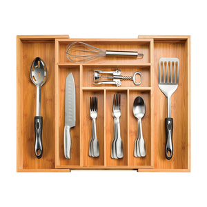 Grand <span class=keywords><strong>Tiroir</strong></span> <span class=keywords><strong>de</strong></span> <span class=keywords><strong>Cuisine</strong></span> Moderne Multifonctionnel Organisateur Couverts en Bambou Boîte <span class=keywords><strong>de</strong></span> <span class=keywords><strong>Rangement</strong></span> pour Ustensiles Organisateur d'Argenterie - Product Image 2