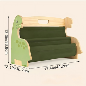 Estantería <span class=keywords><strong>infantil</strong></span> de doble cara con estantes de madera y bolsillos de lona resistentes, estantería con bordes curvos para guardar juguetes en la guardería - Product Image 2
