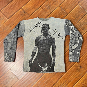 T-shirt Lunga Casual da Uomo 2024 Speedlink Cross-border Nuova Collezione Primavera-Autunno con Stampa Digitale 3D Gatto e Astronauta a Maniche Larghe - Product Image 2