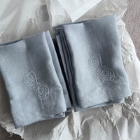 Serviette de table en lin 100% avec ourlet festonné, lavée à la pierre, pour dîner