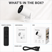 Mini projecteur portable intelligent Android WiFi 6 avec Netflix et YouTube intégrés pour cinéma maison et extérieur