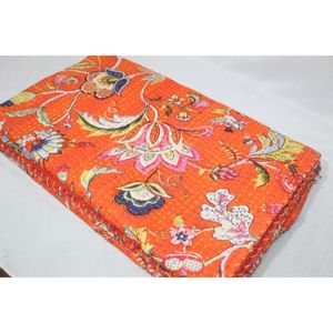 Indian Kantha Bedspread & <b>Quilt</b> <b>Handmade</b> Printed Cotton Washable Soft Eco-Friendly Home Decor Housewarming Gift - Product Image 4