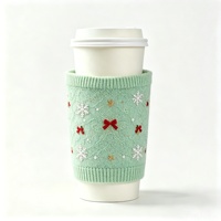 Manchon de tasse à café réutilisable MSYO avec logo personnalisé, en crochet, style pull de voyage, pour thé ou glace, motif pull de Noël