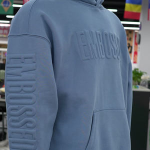 Sweat-shirt à capuche personnalisé en coton mélangé polyester avec embossage 3D, durable, à épaules tombantes, pour homme - Product Image 5