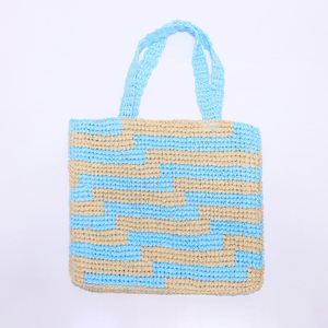Sac fourre-tout de plage en paille de raphia personnalisé avec broderie DIY, poignées tressées, sac à bandoulière portable pour femme, idéal automne, printemps, été - Product Image 3