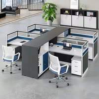 Bureau d'ordinateur de luxe en gros avec étagères, cloisons de poste de travail en cubicle pour 4 personnes