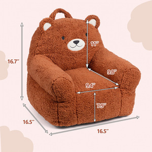 Divanetto per Bambini Ergonomico con Ricamo Orsetto Marrone, Imbottito in Schiuma Comprimibile, Sedia per Neonati all'Ingrosso - Product Image 3