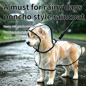 Impermeable Transparente para <span class=keywords><strong>Perros</strong></span> <span class=keywords><strong>de</strong></span> EVA, Poncho con Capucha, Ala Ancha, Ligero, para <span class=keywords><strong>Perros</strong></span> Pequeños, Medianos y Grandes - Product Image 1